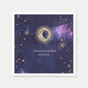Serviette En Papier Soleil céleste, Lune, Étoiles violet
