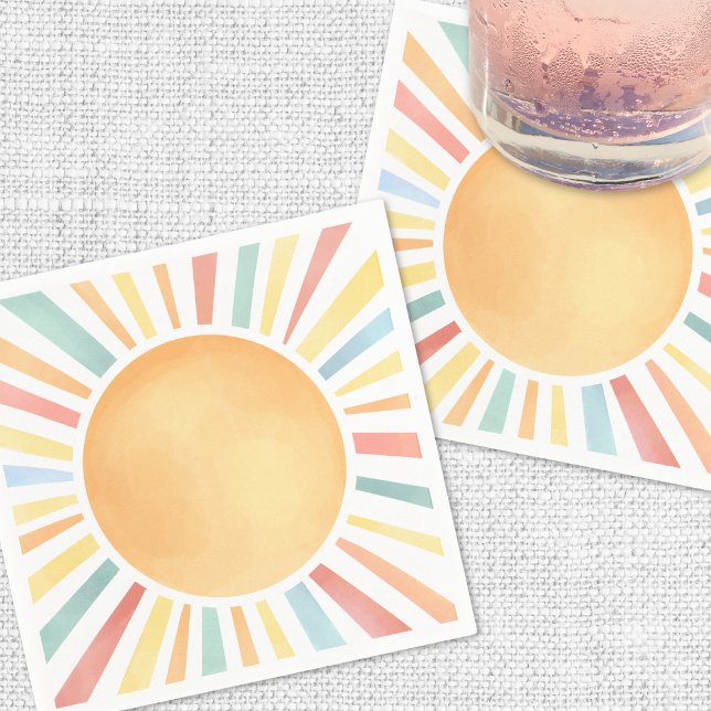 Serviette En Papier Soleil Coloré Été Ensoleillé (Sunshine Colorful Summer Sun Napkins)
