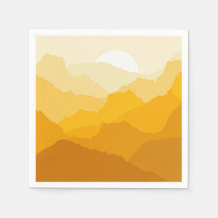 Serviette En Papier Soleil de montagne jaune et orange