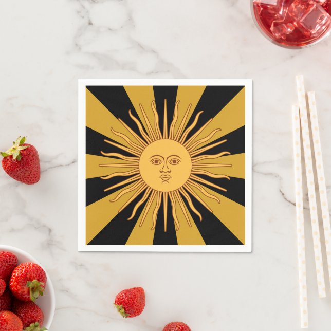 Serviette En Papier Soleil d'or d'Argentine, Sol de Mayo (En situation)