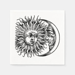 Serviette En Papier Soleil et lune médiévaux