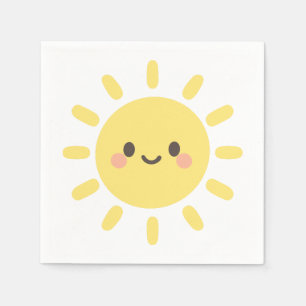 Serviette En Papier Soleil Jaune Bonheur avec un Visage Sourire 