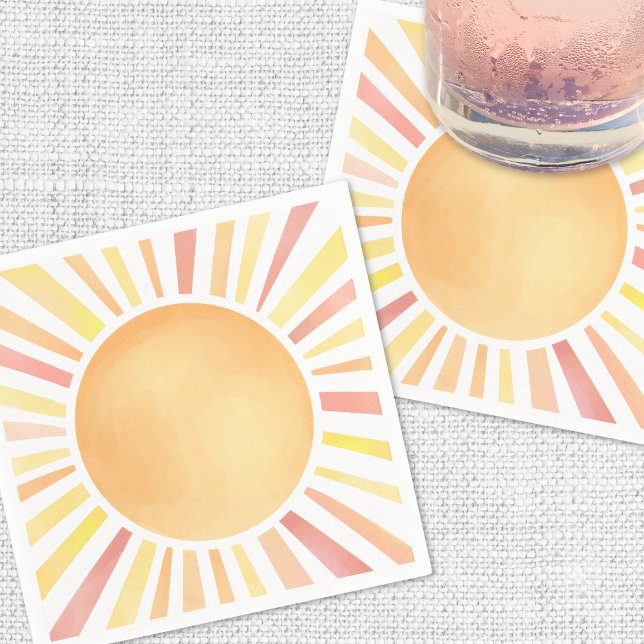 Serviette En Papier Soleil Jaune Orange Soleil (Sunshine Yellow Orange Sun Napkins)
