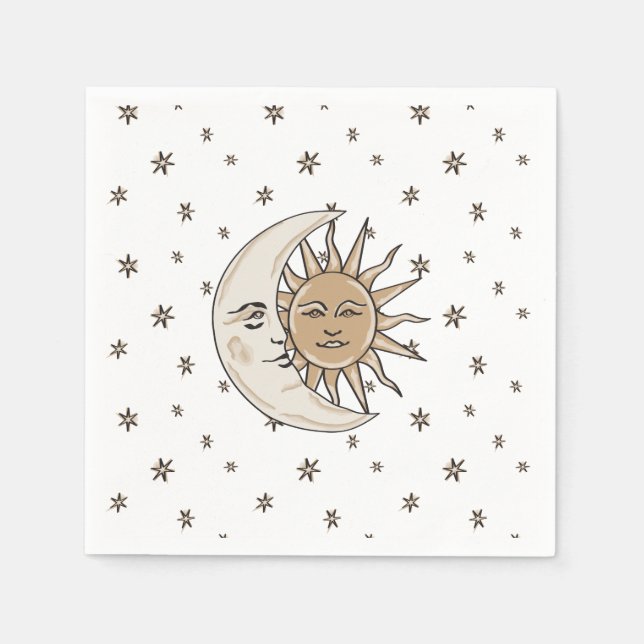 Serviette En Papier Soleil, Lune et étoiles (Devant)