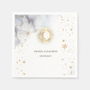 Serviette En Papier Soleil, Lune, Étoiles célestes 
