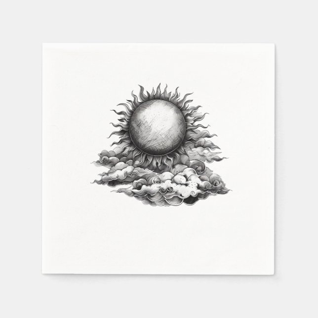 Serviette En Papier Soleil nuageux (Devant)