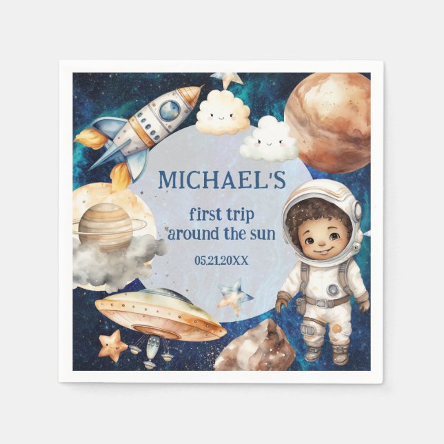 Serviette En Papier Soleil Premier voyage autour du soleil Photo 1er a (Devant)