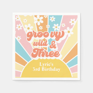 Serviette En Papier Soleil Rétro Marguerite 3e anniversaire