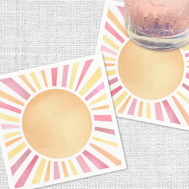 Serviette En Papier Soleil Rose Soleil (Sunshine Pink Sun Napkins)