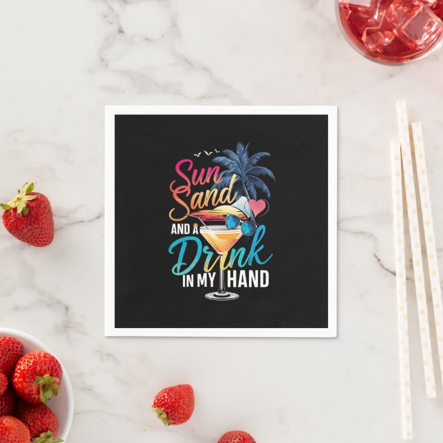 Serviette En Papier Soleil Sable et une Boisson à la Main Croisière de (En situation)