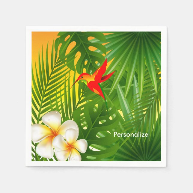 Serviette En Papier Soleil tropical avec un colibri (Devant)