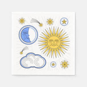 Serviette En Papier Soleil vintage et Lune