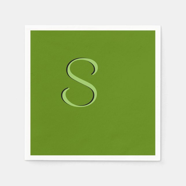 Serviette En Papier Solid Avocado vert initialisé (Devant)