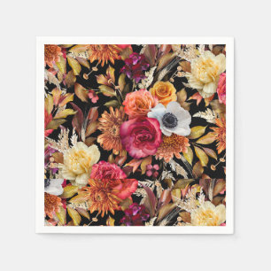 Serviette En Papier Sombre Automne Floral Romantique Baby Shower Maria