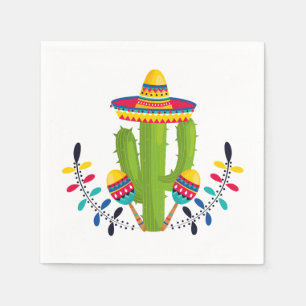 Serviette En Papier Sombrero portant Cactus avec Maracas
