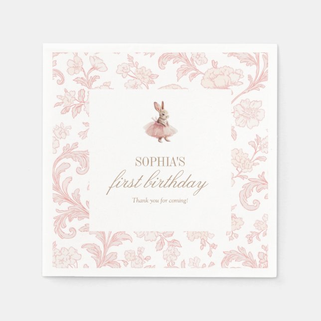 Serviette En Papier Some Bunny Birthday Pink Bunny Party (Devant)