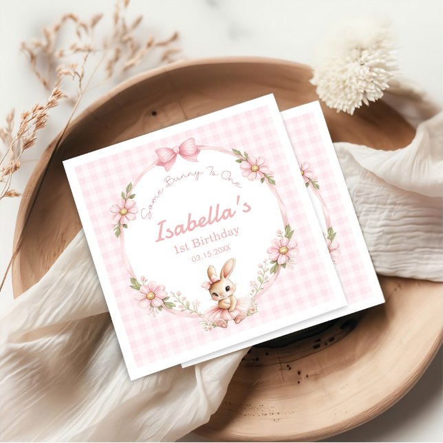 Serviette En Papier Some Bunny is Turning One 1st Birthday  (Créateur téléchargé)