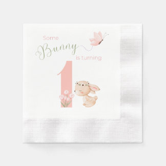 Serviette En Papier Some BUNNY is turning ONE dessert napkin