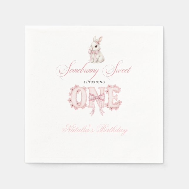 Serviette En Papier Somebunny Sweet 1st Birthday Spring Floral Invitat (Devant)