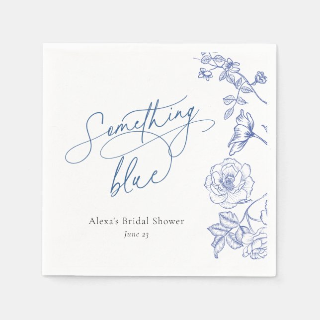 Serviette En Papier Something Blue Baby Shower pour la mariée (Devant)