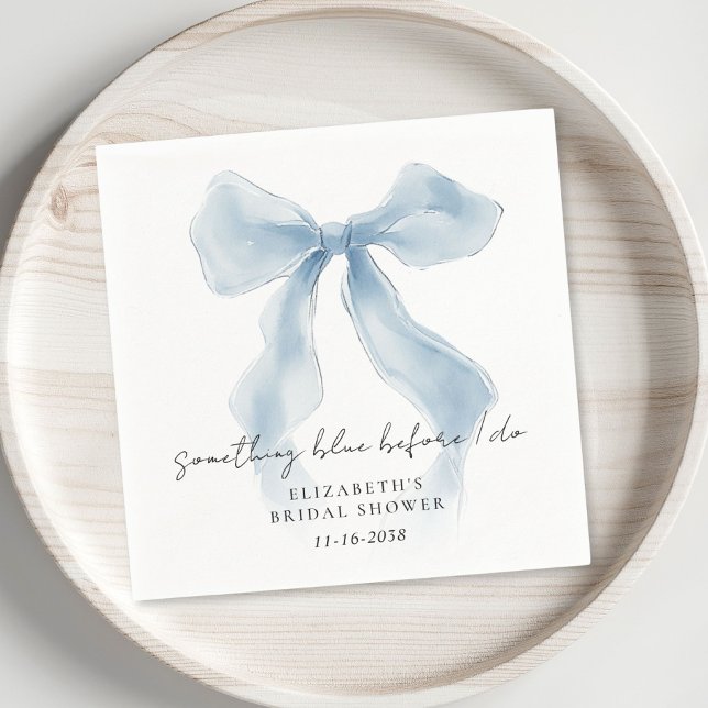 Serviette En Papier Something Blue Before I Do Bow Bridal Shower (Something Blue Before I Do Bow Bridal Shower Napkins)