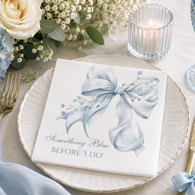 Serviette En Papier Something Blue Before I Do Bow Coquette (Something Blue Before I Do, Coquette bridal shower Napkin)