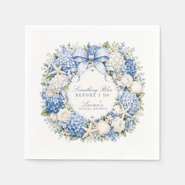 Serviette En Papier Something Blue Before I Do Hydrangea Enterrement d (Devant)