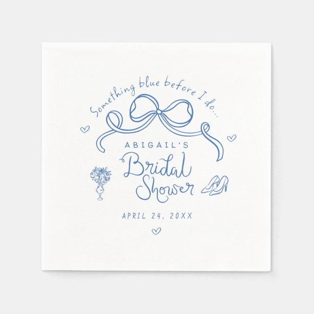 Serviette En Papier Something Blue Before I Do Mariage Whimsical Fête  (Devant)