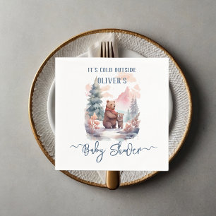 Serviette En Papier Son Baby shower Froid Hors Forêt D'Hiver Ours