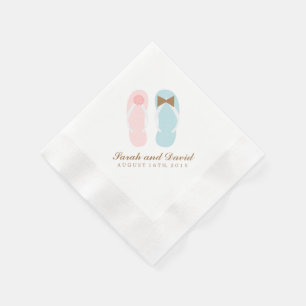 Serviette En Papier Son et ses tongs Flip Flops Beach Wedding