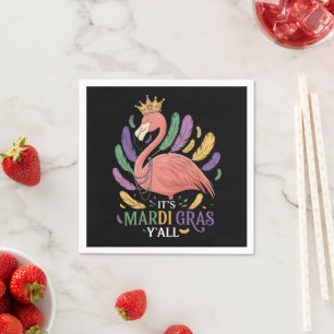 Serviette En Papier Son Flamant rose Mardi Gras Y'all