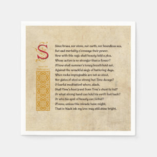 Serviette En Papier Sonnet 65 (LXV) de Shakespeare sur le parchemin