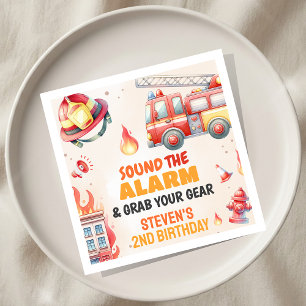 Serviette En Papier Sonnez l'alarme Fête Baby Shower camion de pompier