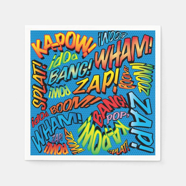 Serviette En Papier Sons de Bande Dessinée Rétro Amusants (Devant)