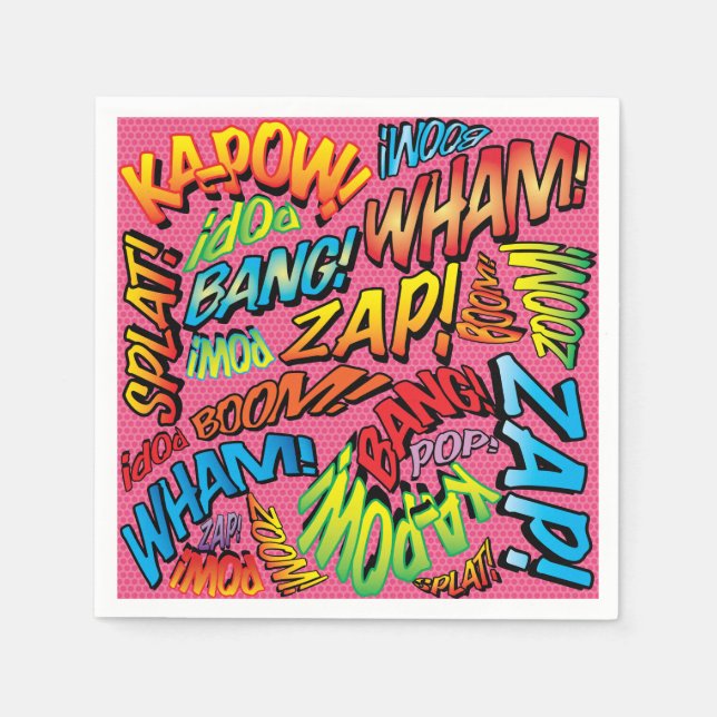 Serviette En Papier Sons de bandes dessinées rétro amusants (Devant)