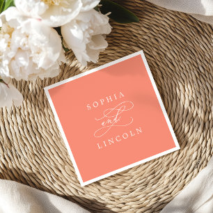 Serviette En Papier SOPHIA Romantic Bright Coral Mariage d'été