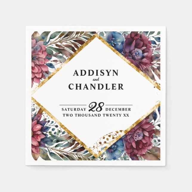 Serviette En Papier Sophistication stupéfiante Mariage de pivoine à bi (Devant)