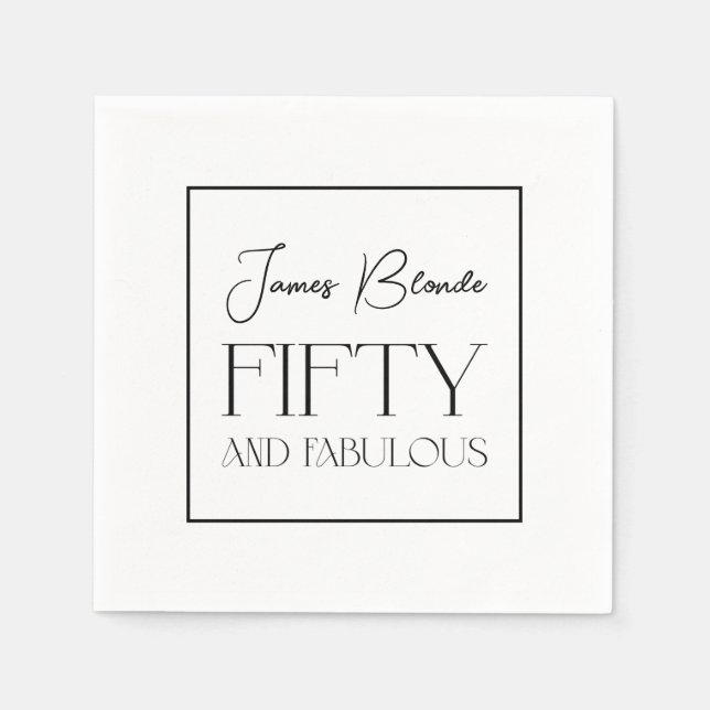 Serviette En Papier Sophistiqué élégant Cinquante et fabuleux annivers (Devant)