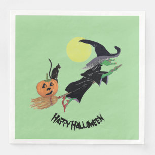 Serviette En Papier Sorcière colorée amusante fête d'Halloween