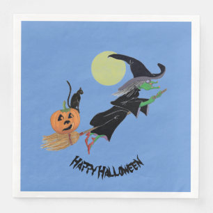 Serviette En Papier Sorcière colorée amusante fête d'Halloween