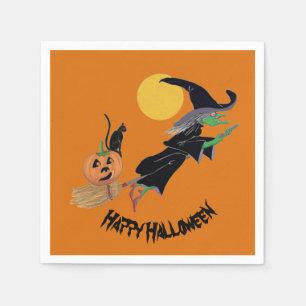 Serviette En Papier Sorcière colorée amusante Halloween papier de fête