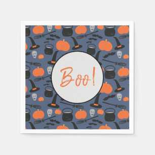 Serviette En Papier Sorcière de citrouille de balai d'Halloween