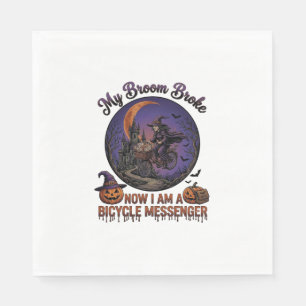 Serviette En Papier Sorcière de messager de vélo cassé balai Halloween