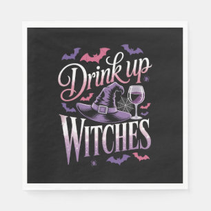 Serviette En Papier Sorcière de vin d'Halloween – Bois tout