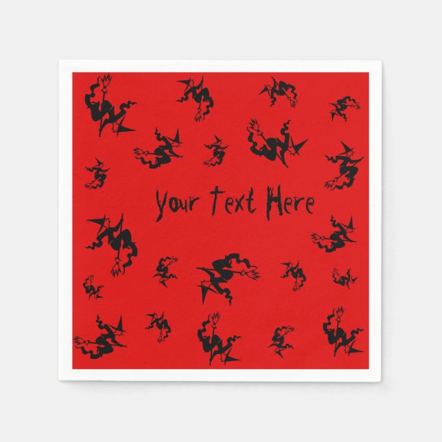 Serviette En Papier sorcière éffrayante sur le baguette volant amusant (Devant)