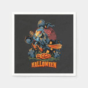 Serviette En Papier Sorcière effrayante sur une chambre