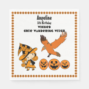 Serviette En Papier Sorcière errante Corbeau Halloween Citrouille Anni