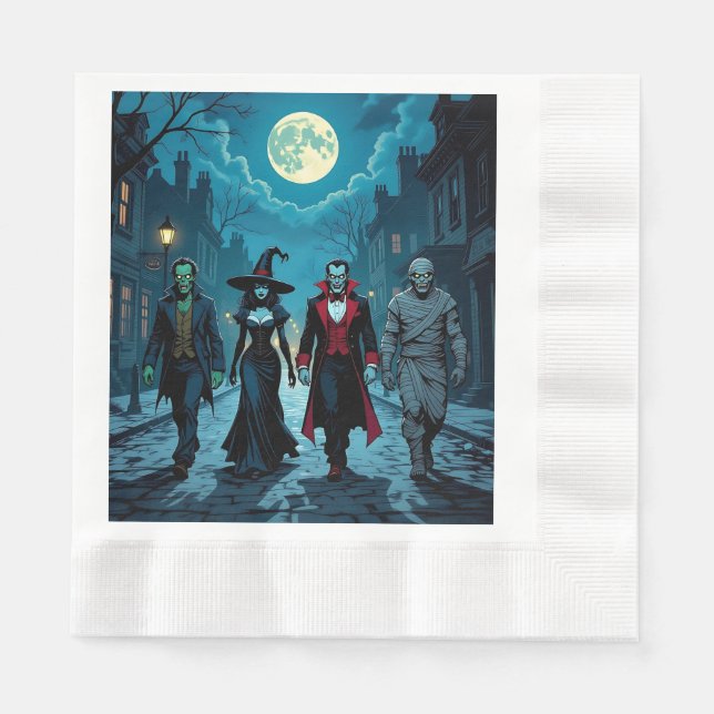 Serviette En Papier Sorcière, Vampire, Dracula et la fête d'Halloween  (Devant)