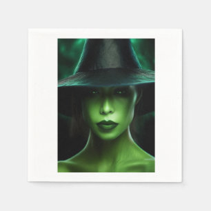 Serviette En Papier Sorcière verte