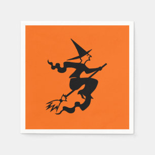 Serviette En Papier Sorcière volant sur balai Halloween 4Nellie